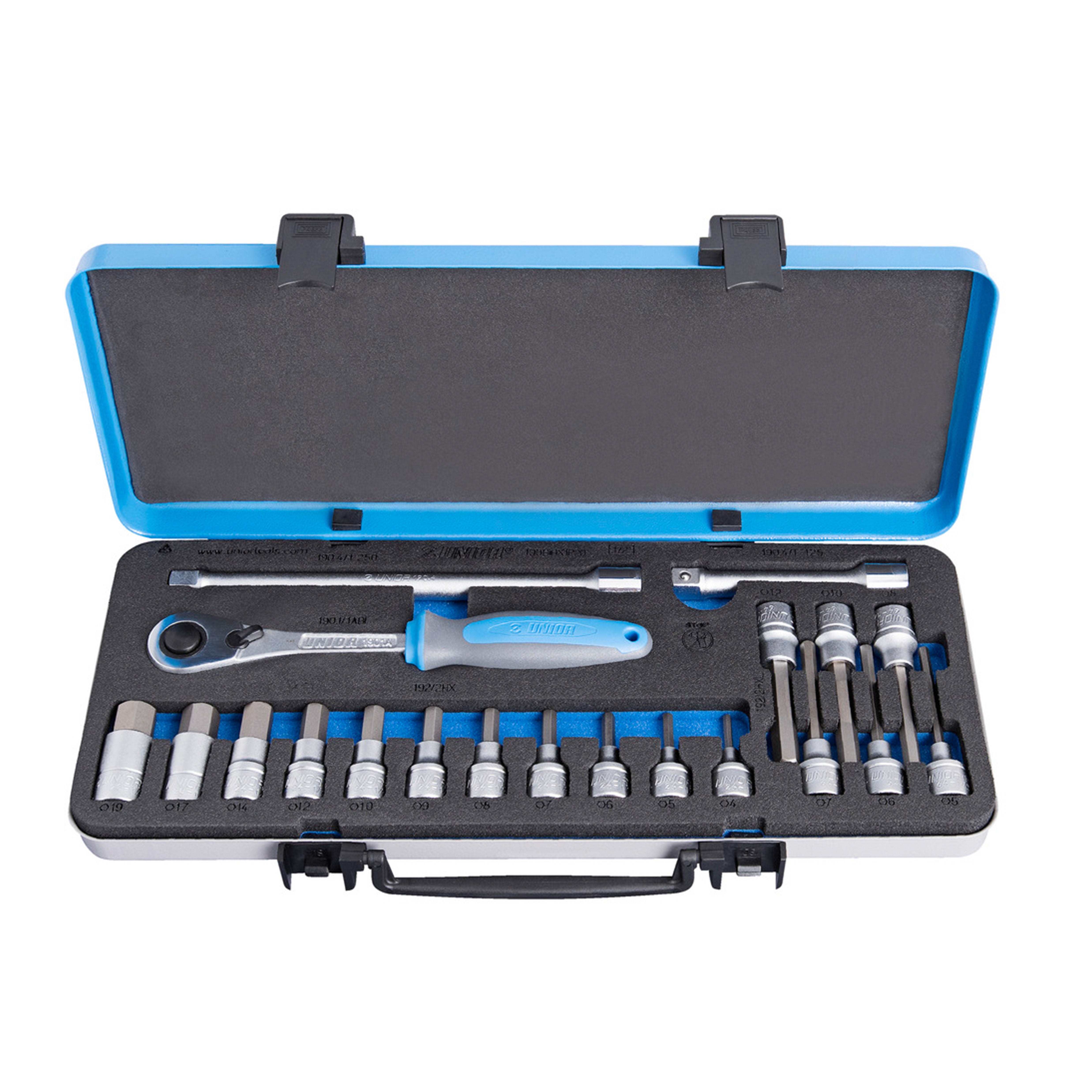 Dopsleutelset 1/2 in metalen cassette 190BIHX1P20 /20
