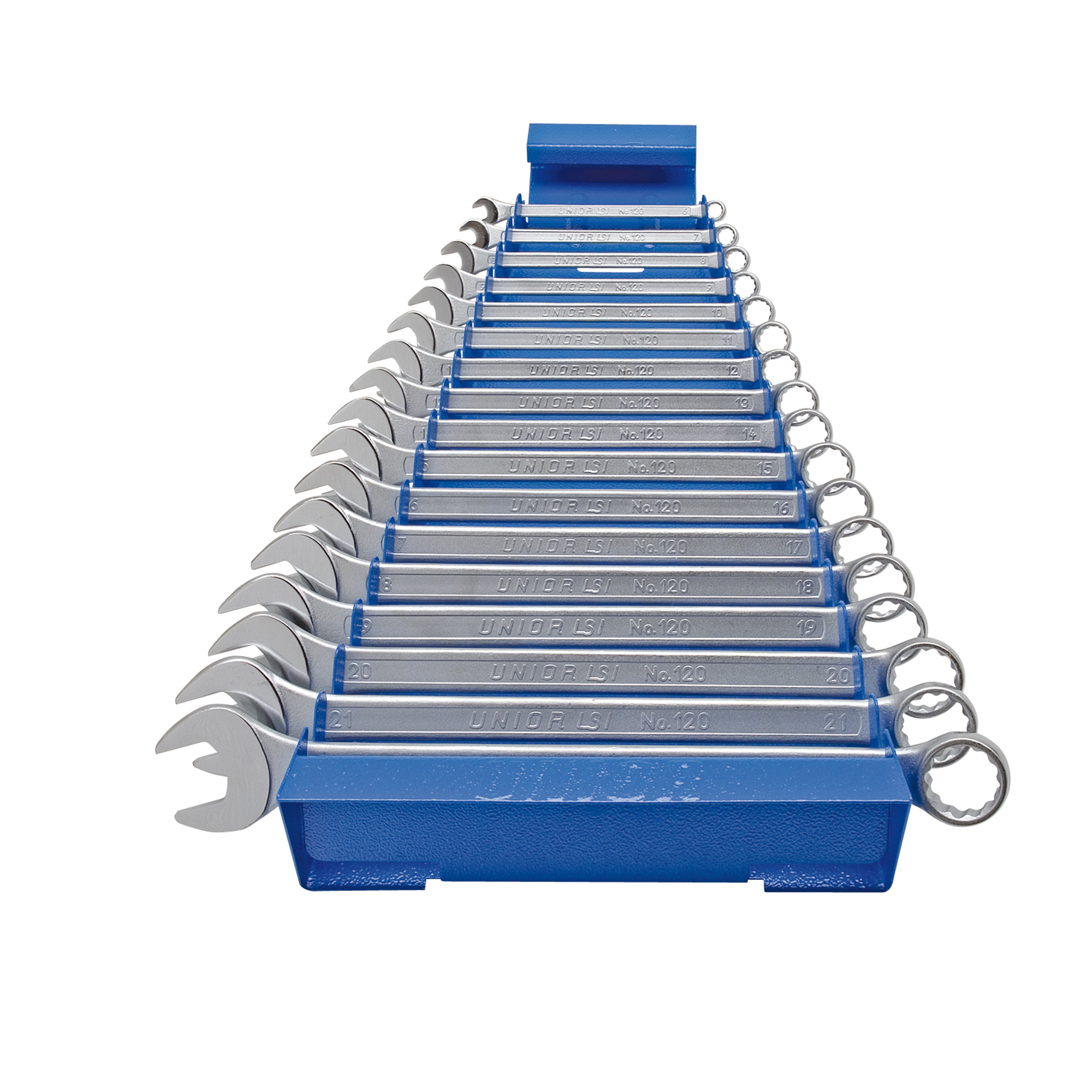 Steekringsleutelset, lang model in metalen standaard 120/1MS 6 - 22/17