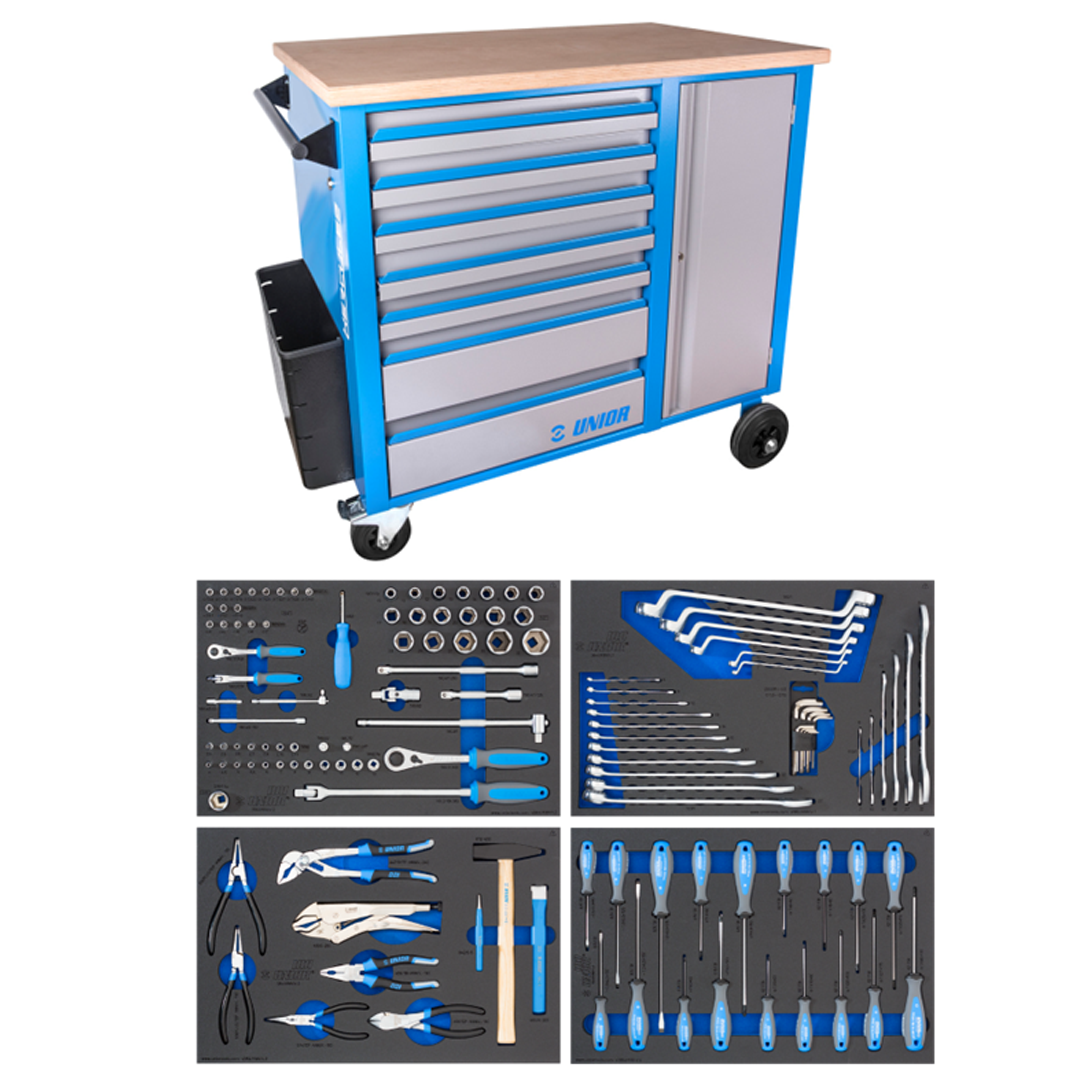 Gereedschapwagen + 119 Delig set gereedschappen