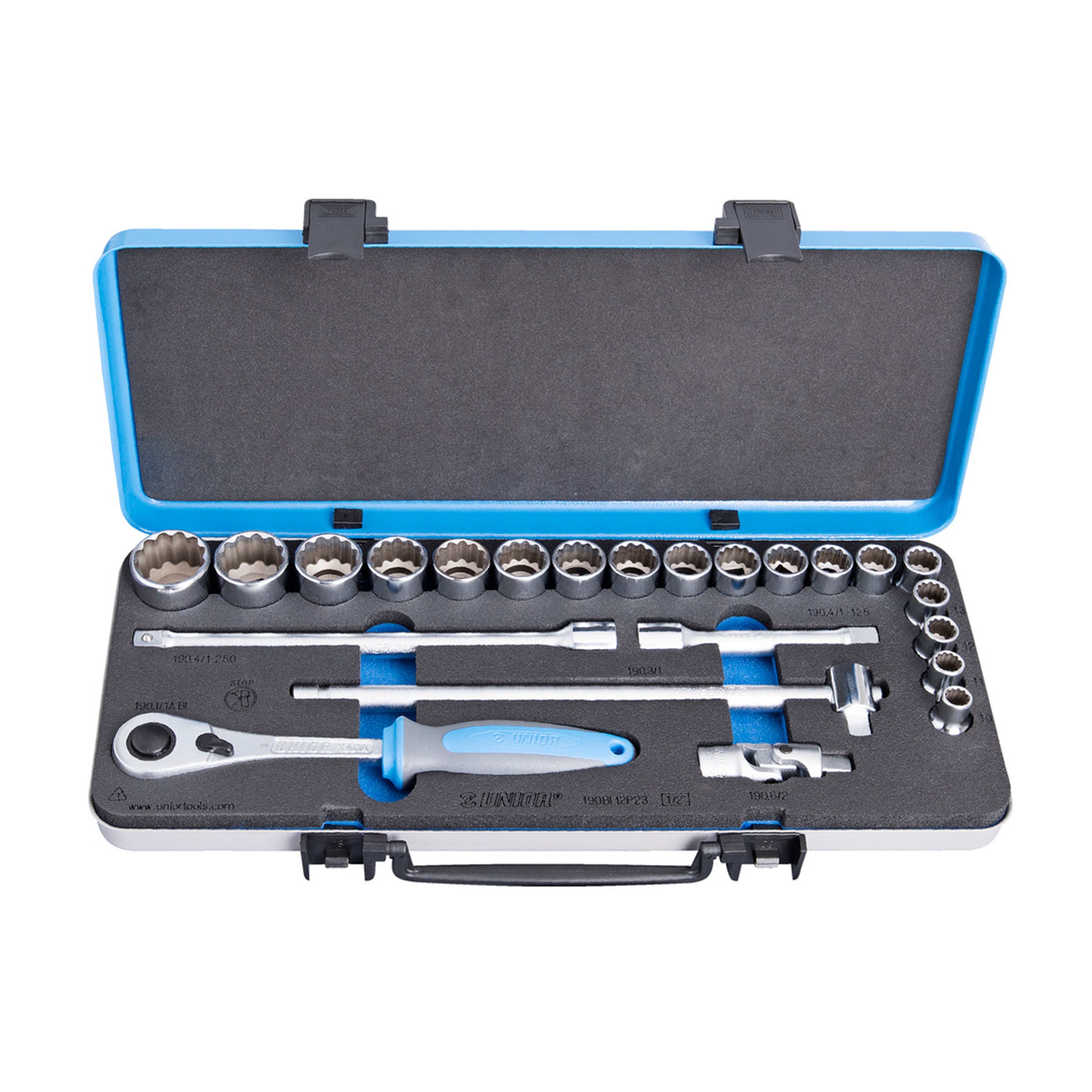 **Dopsleutelset 1/2 in metalen cassette 190BI12P23 10 - 32/23