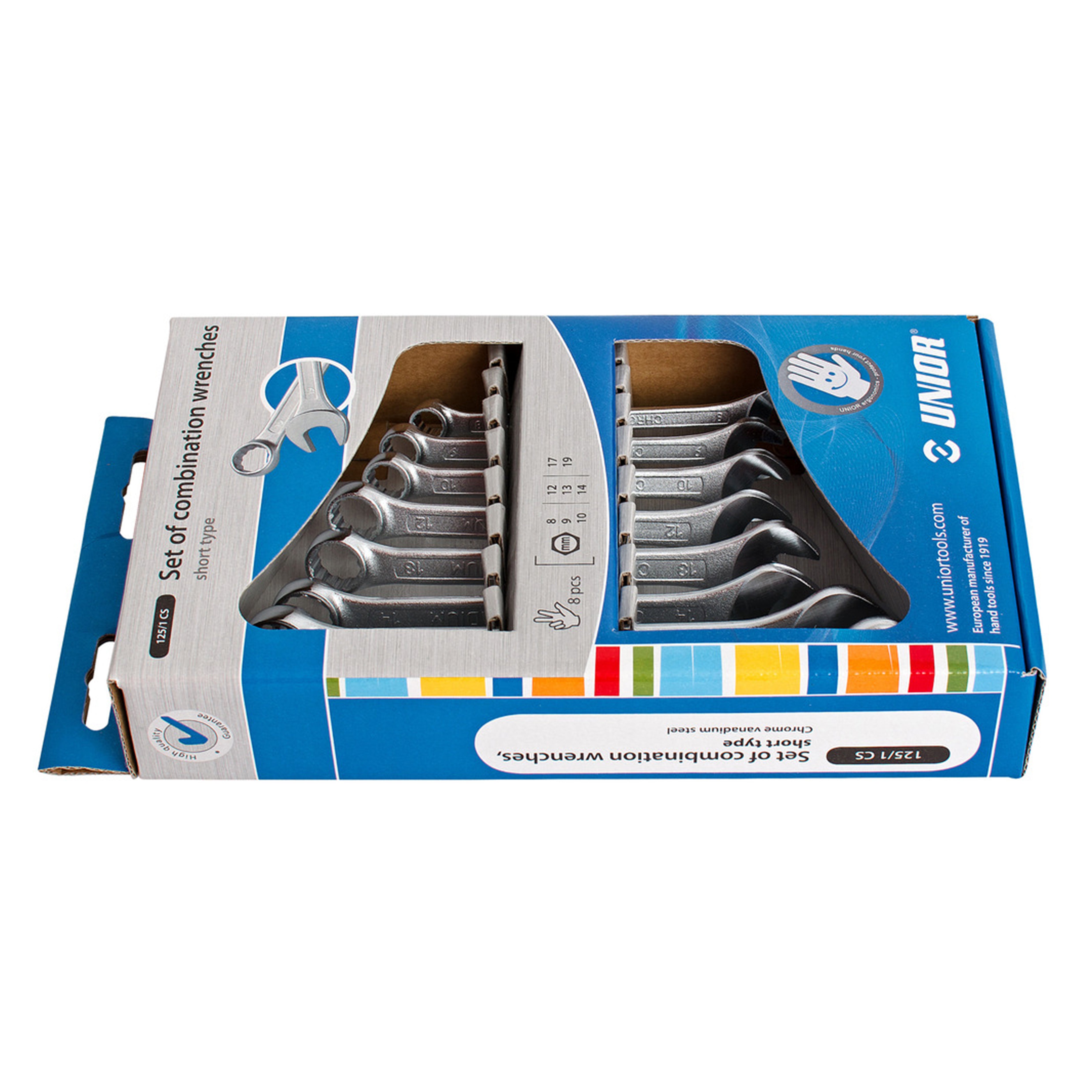 Steekringsleutelset, kort model in ophangverpakking 125/1CS 8 - 19/8