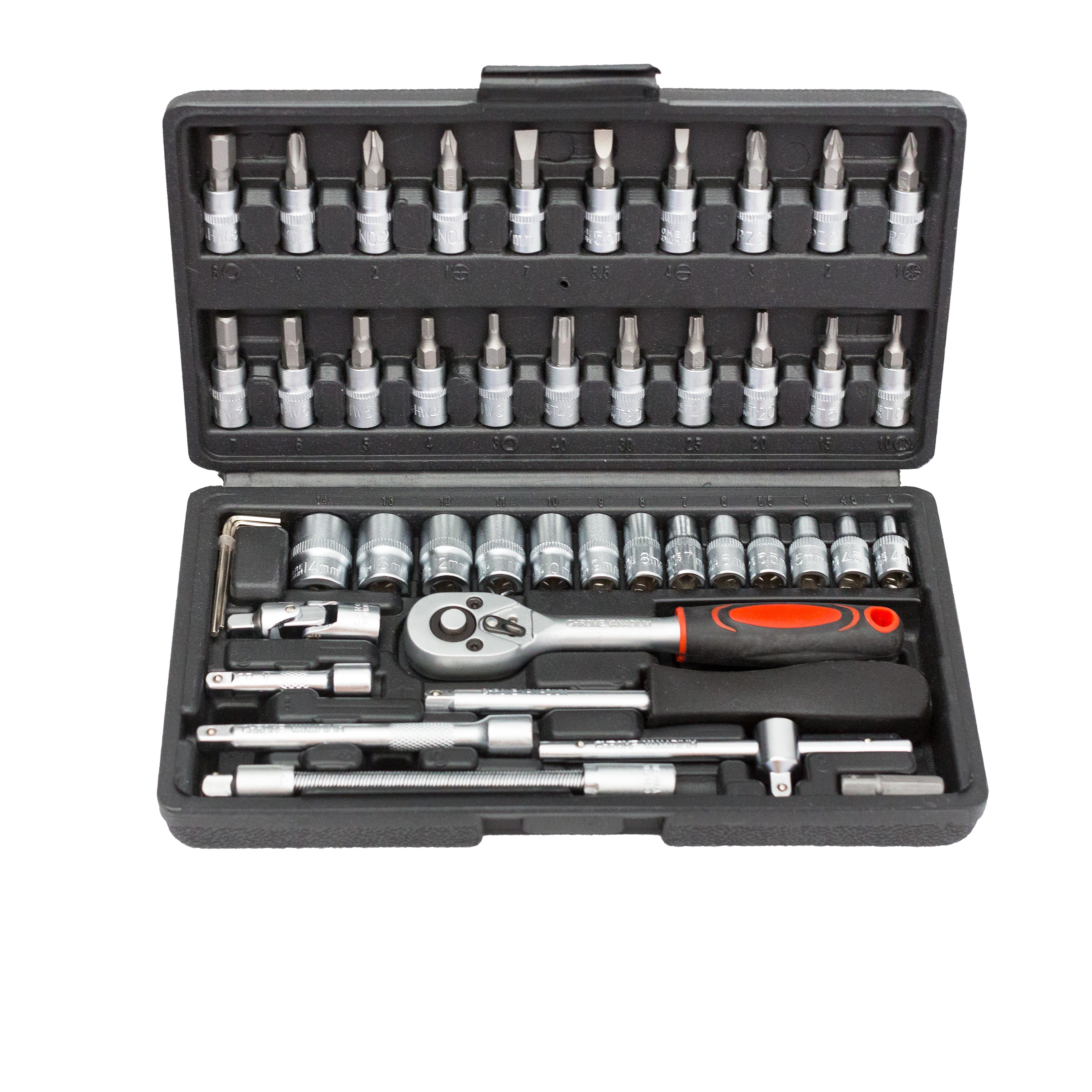 Dopsleutelset 1/4 in kunststof cassette S46