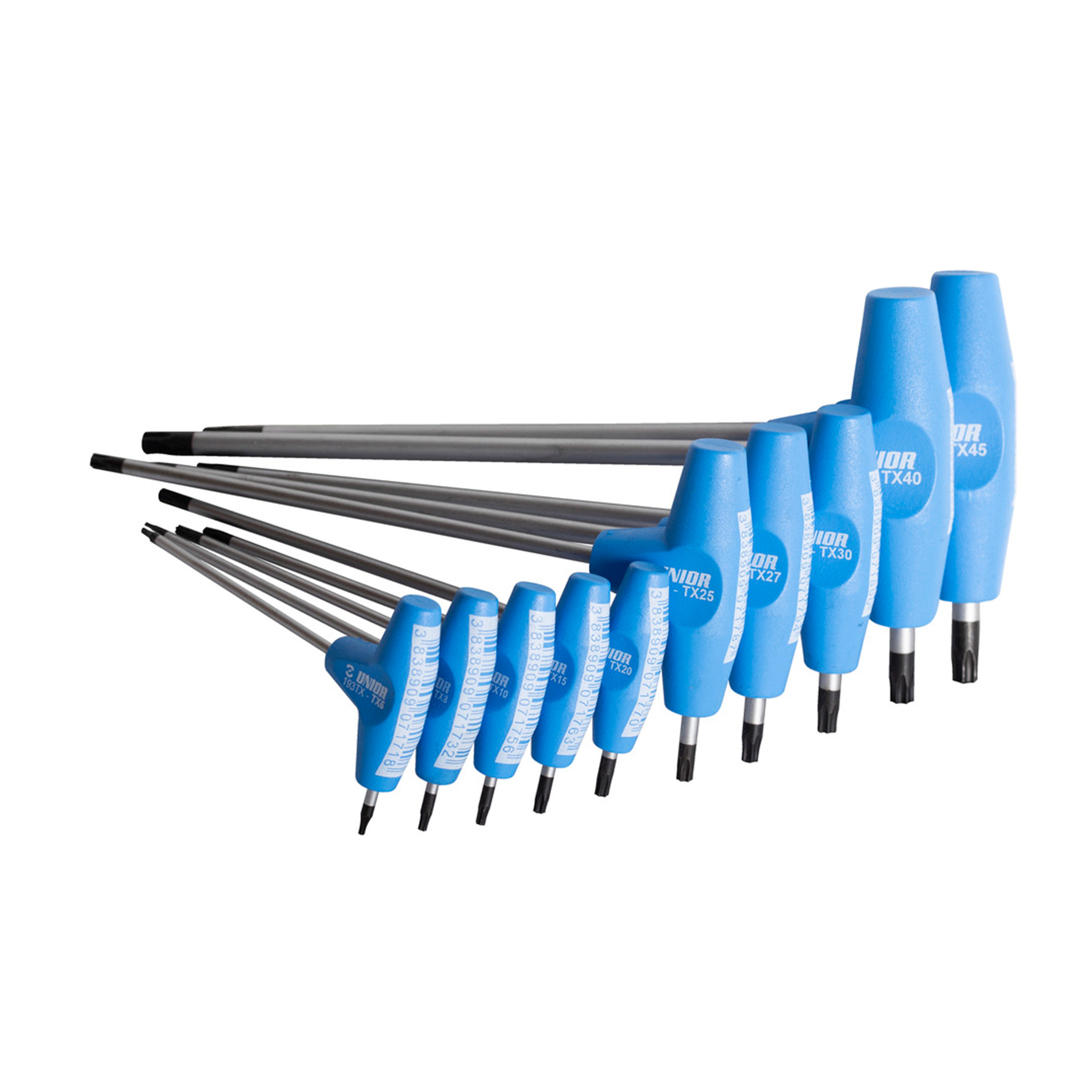Haakse stiftsleutel met T-greep, TX in industrieverpakking 193TXCB TX6 - TX45/10