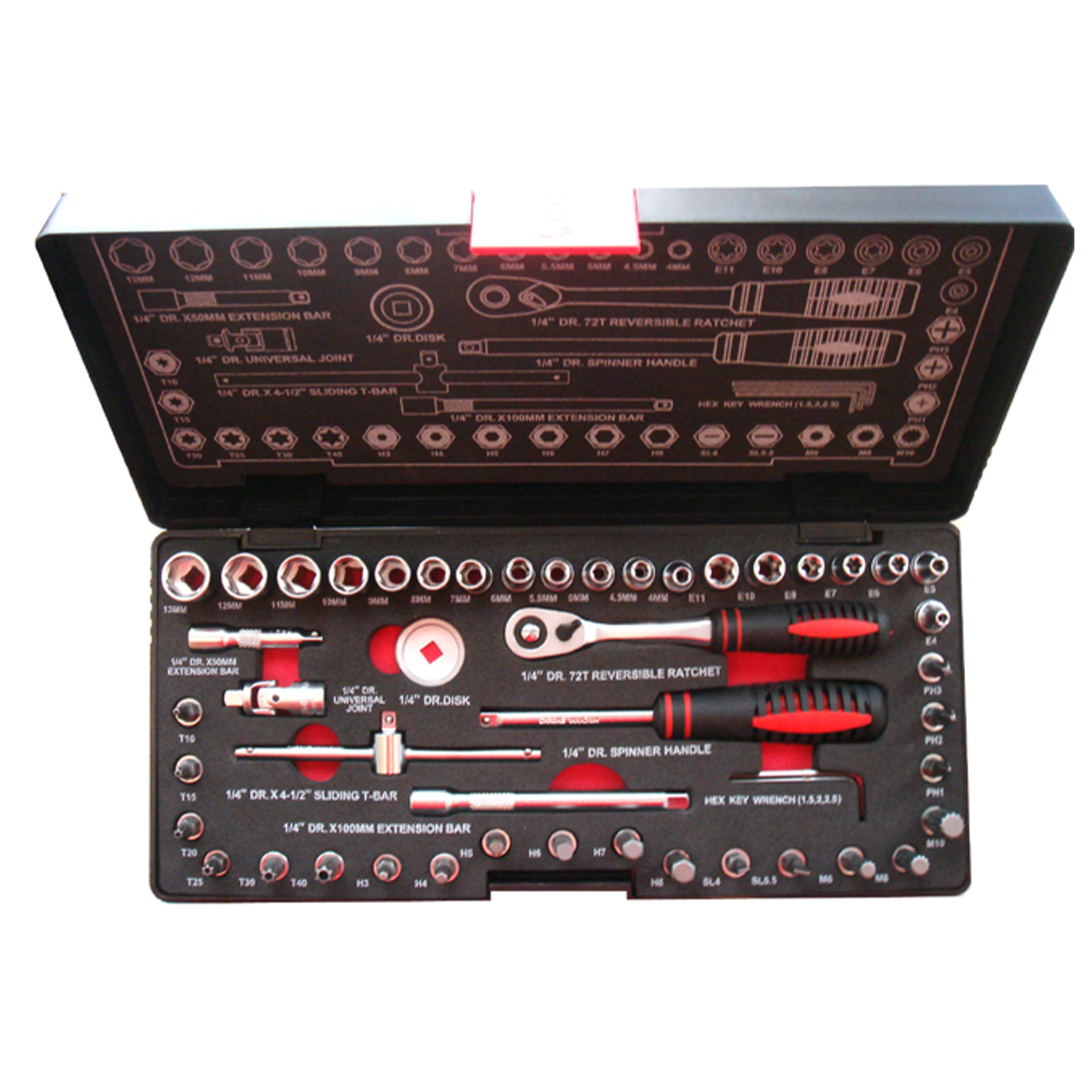 Dopsleutelset 1/4, torx, in kunststof cassette