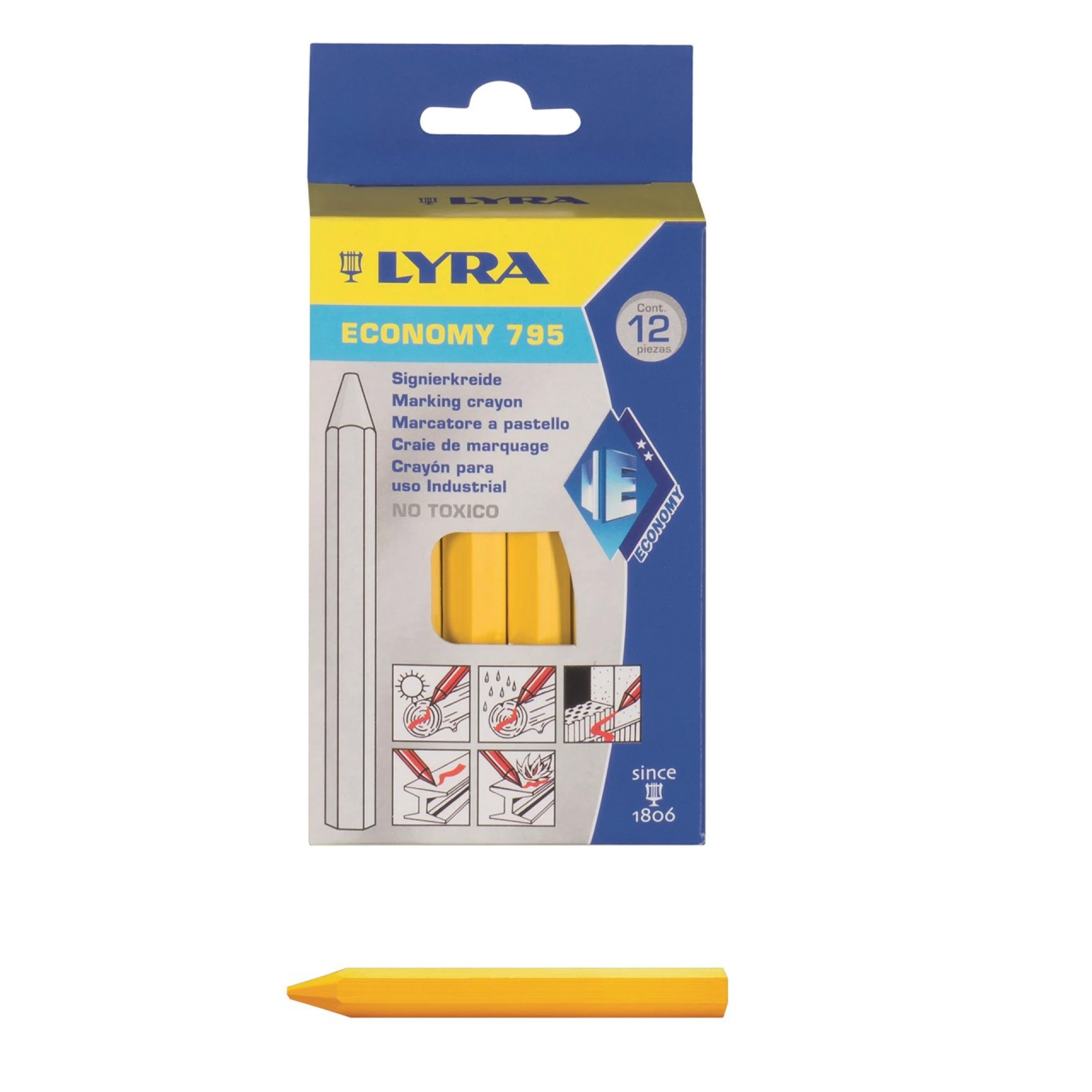 Merkkrijt, dozijn, geel 4335 S12