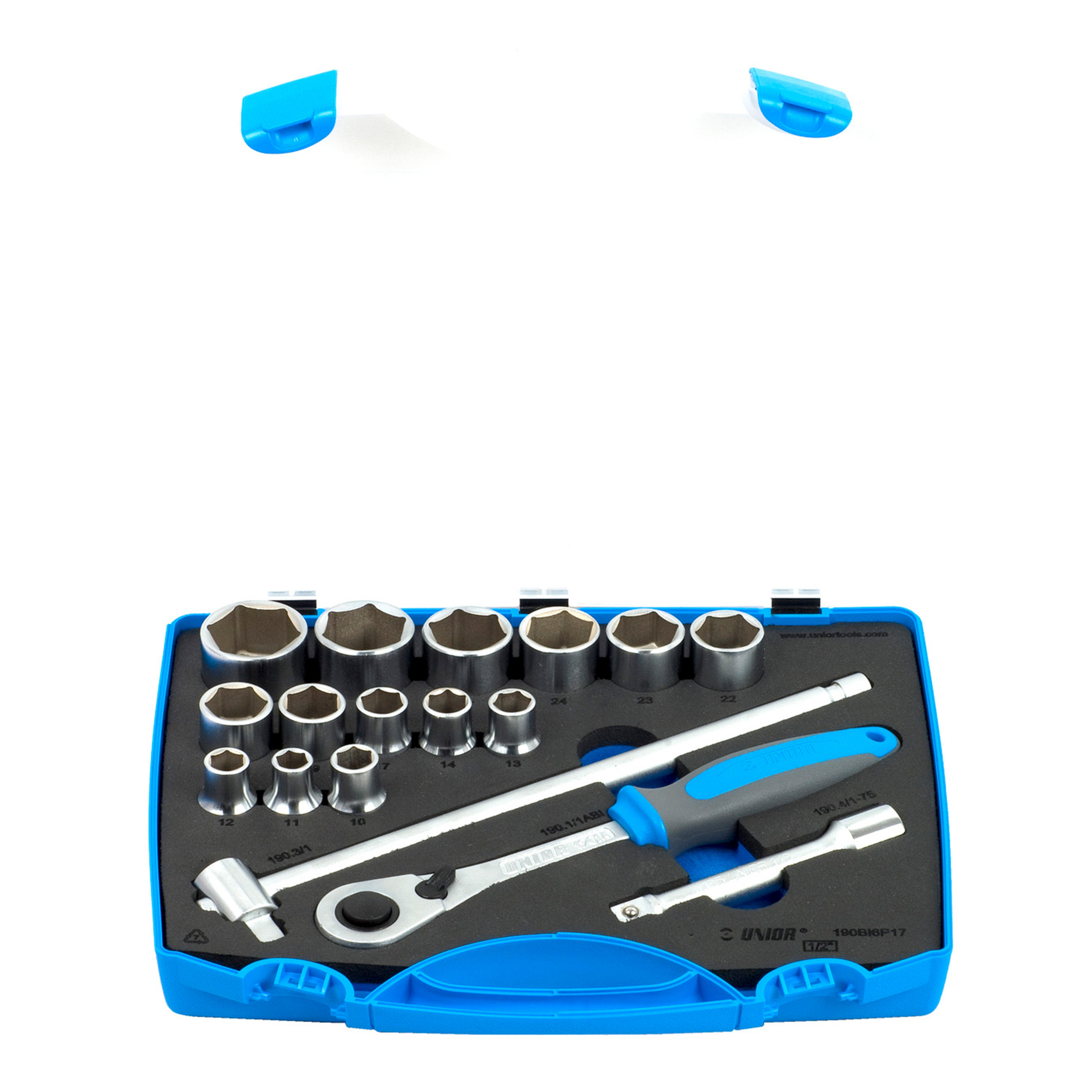 Dopsleutelset 1/2 in kunststof cassette 190BI6P17 10 - 32/17