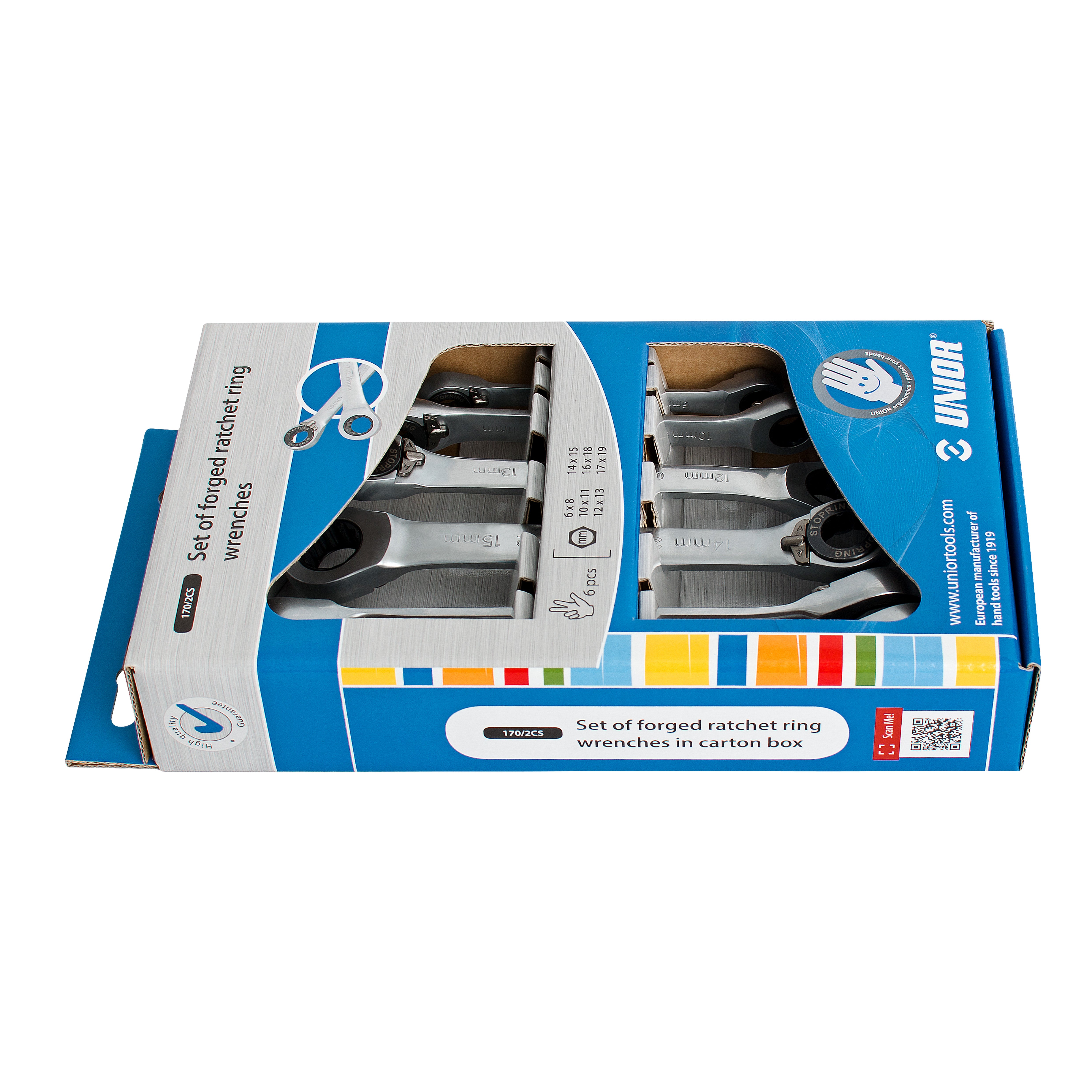 ***Ringratelsleutelset in ophangverpakking 170/2CS 6-19 /6
