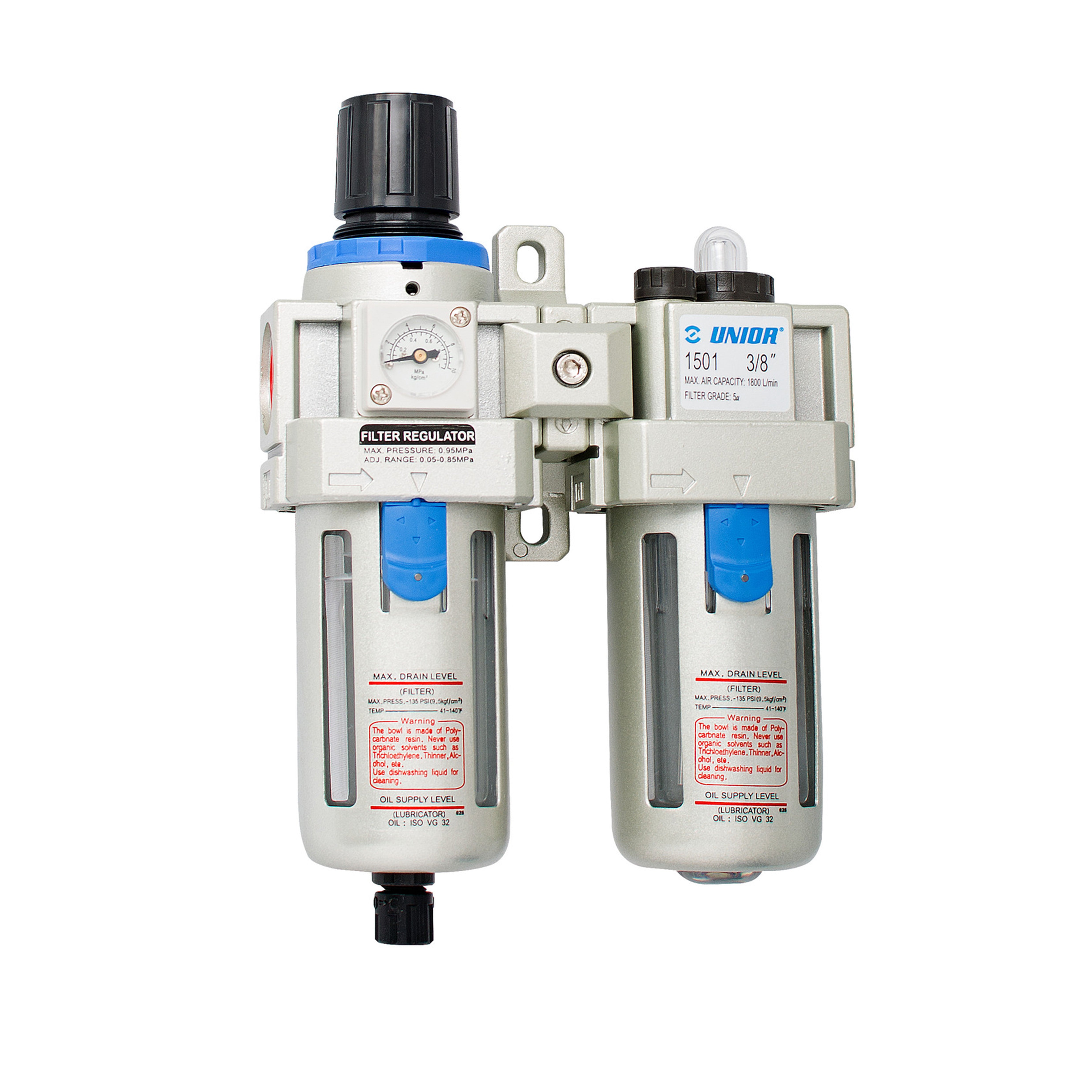 Pneumatische filterdrukregelaar en olievernevelaar 3/8 1501 150