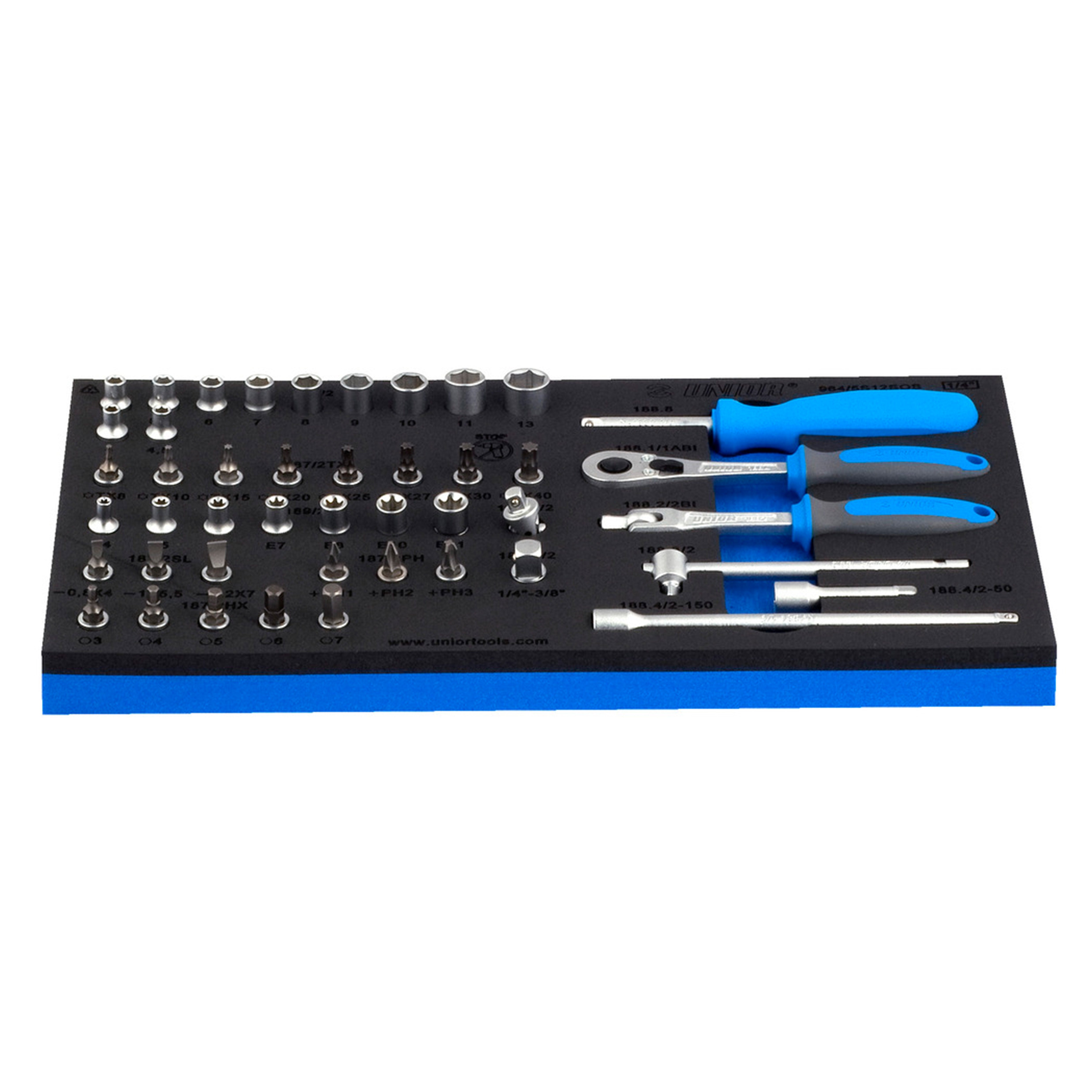 Dopsleutelset 1/4 met accesoires in SOS-module 964/5SOS /45