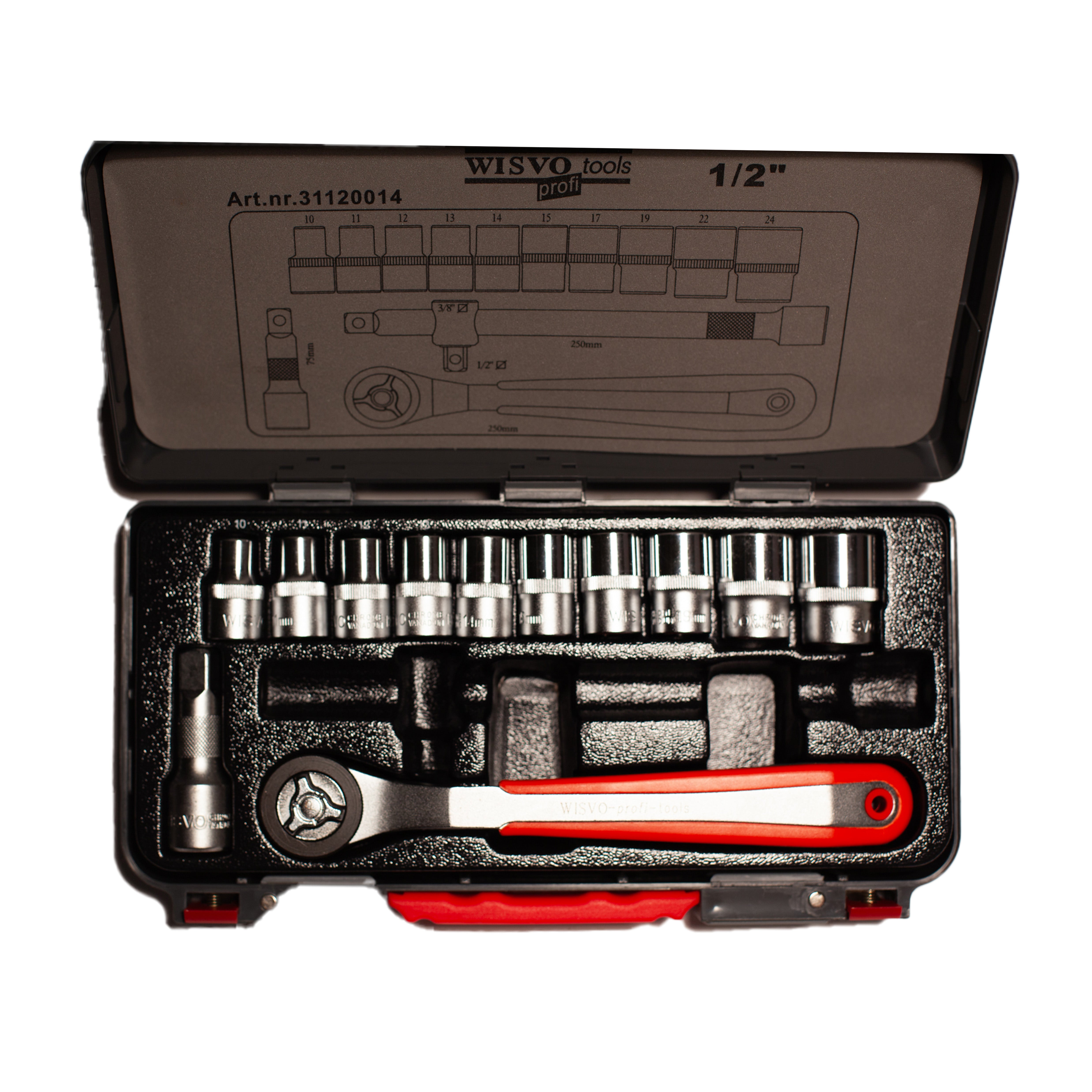 Dopsleutelset 1/2 in kunststof cassette  S14