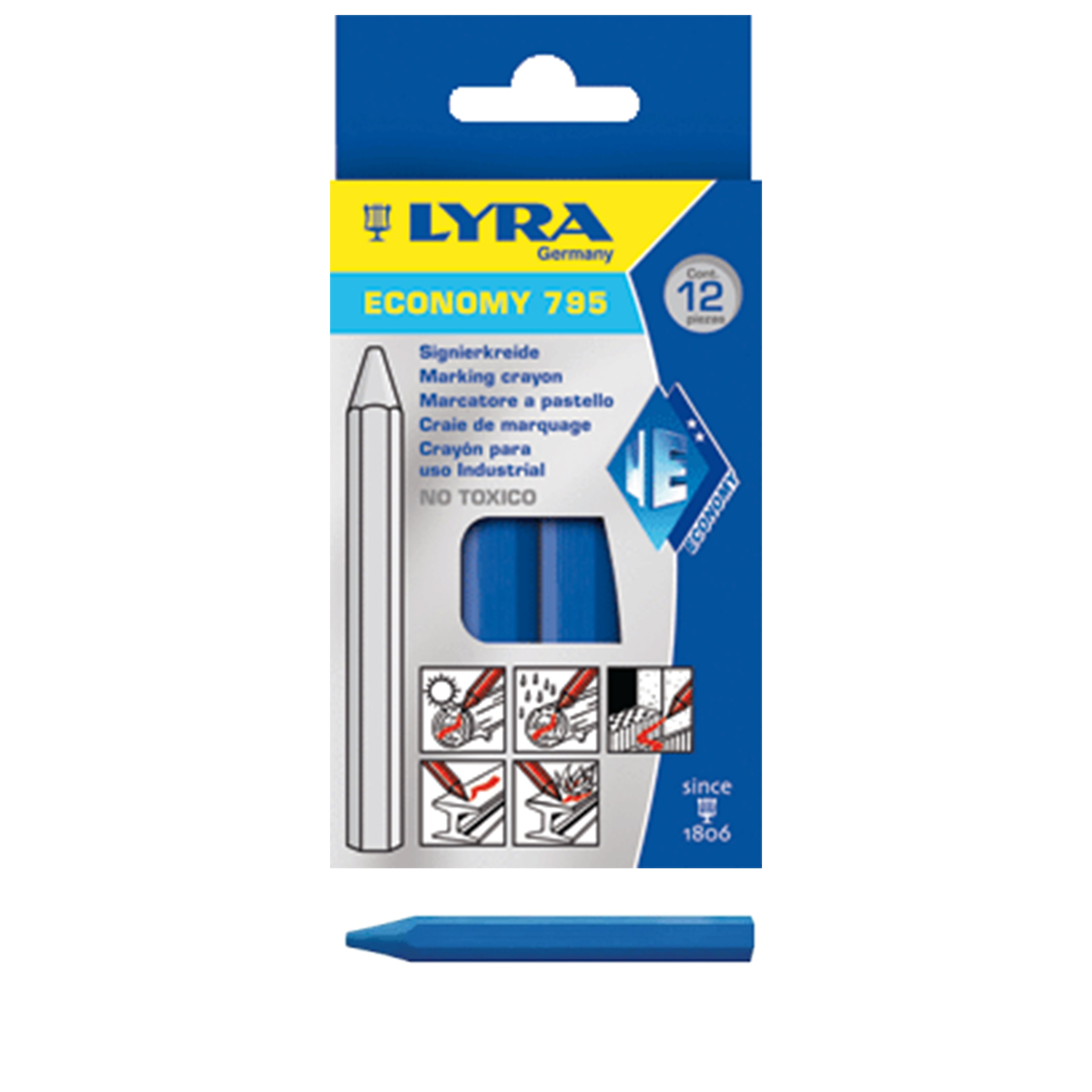 Merkkrijt, dozijn, blauw 4335 S12