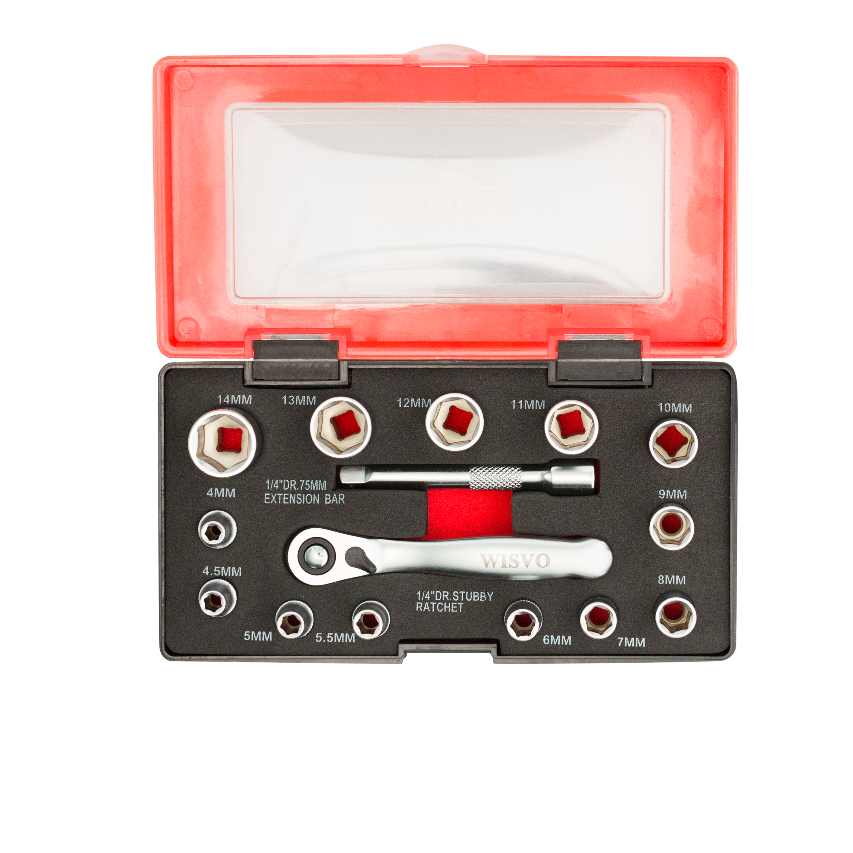 Dopsleutelset 1/4 in kunststof cassette 3114 S15 - 4-13