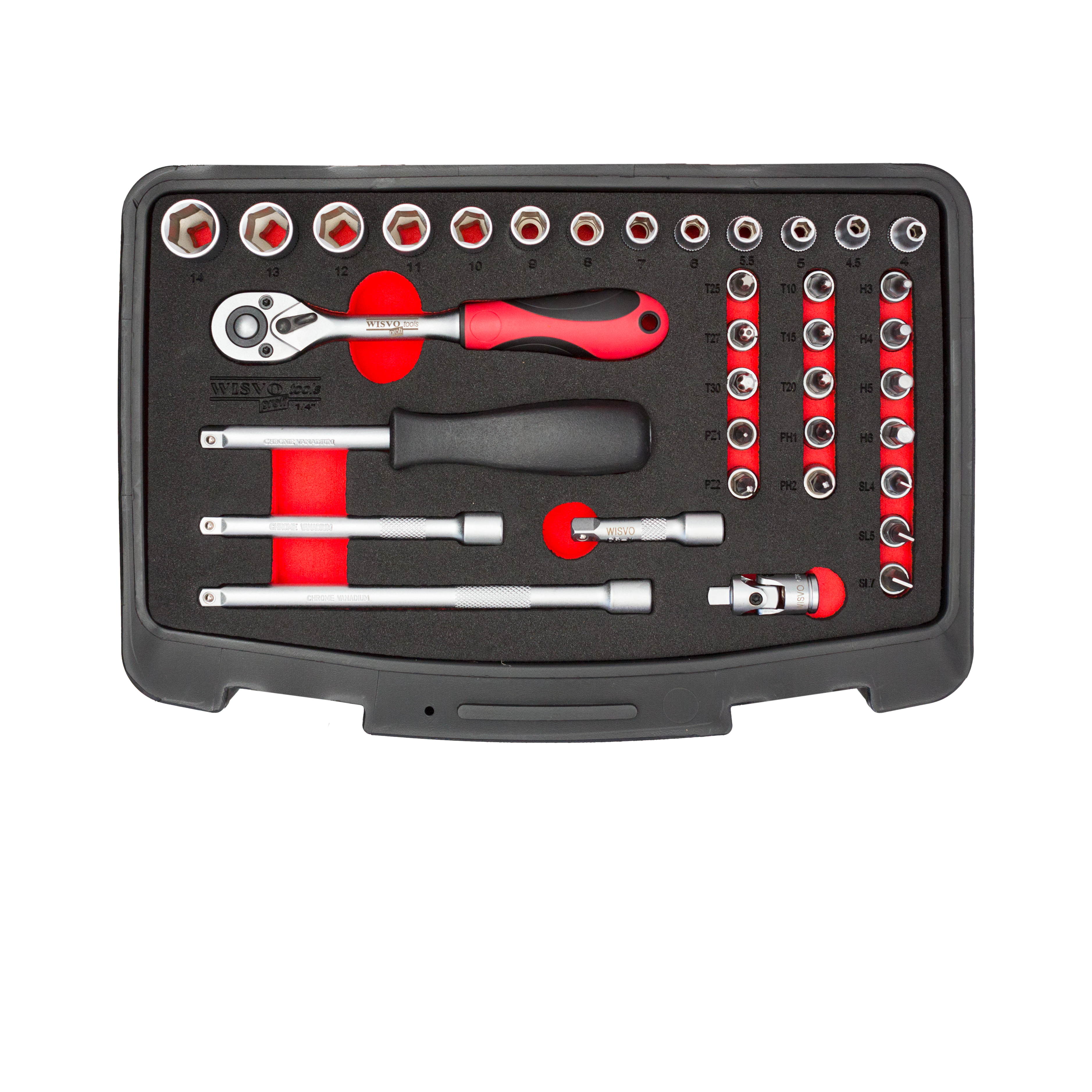 Dopsleutelset 1/4 in kunststof cassette 3114 S36