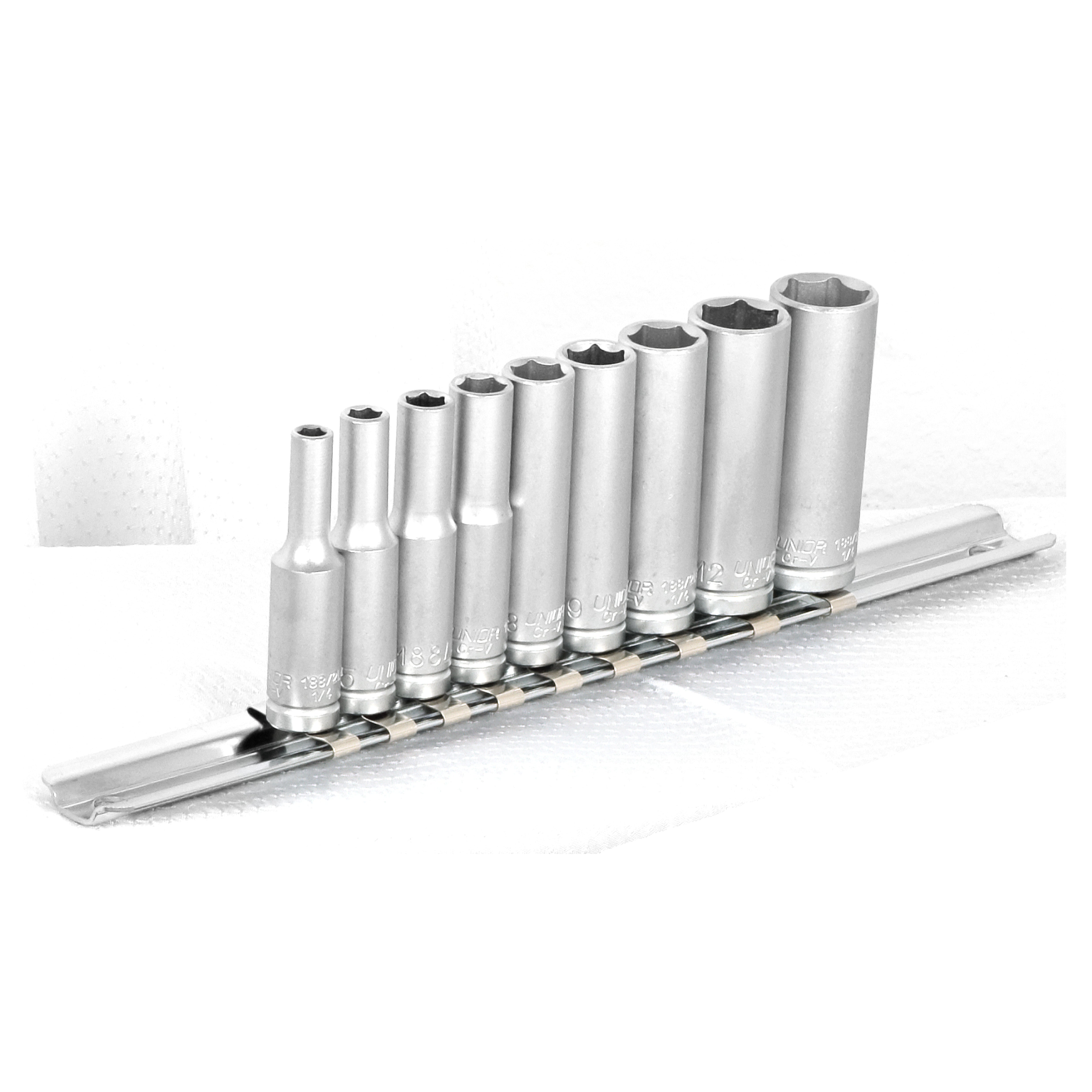 **Dopsleutelset 1/4, lang model op rails 188H6LP9 4 - 13/9