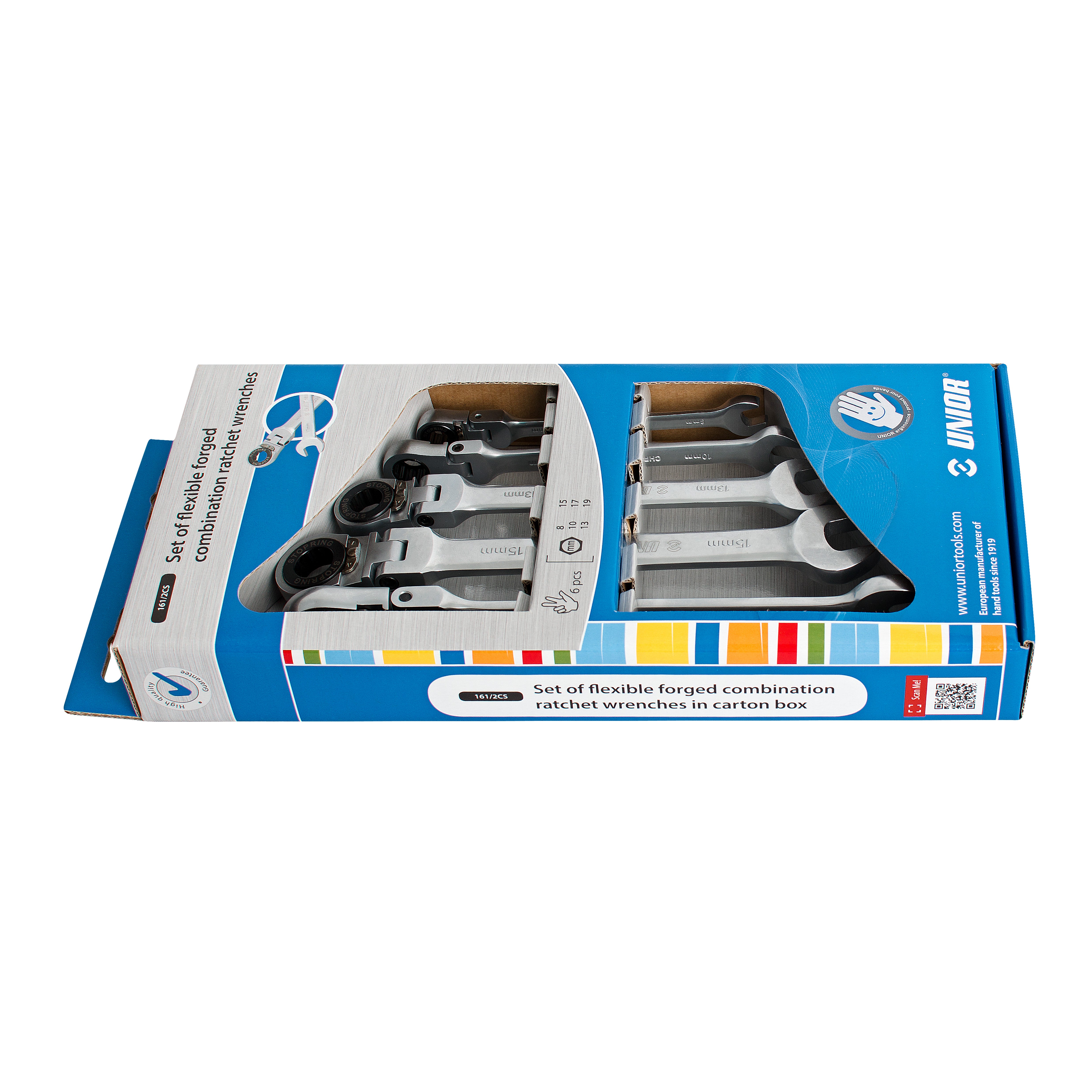 **Steekringratelsleutel, met kniegewricht, set in industrieverpakking 161/2CS