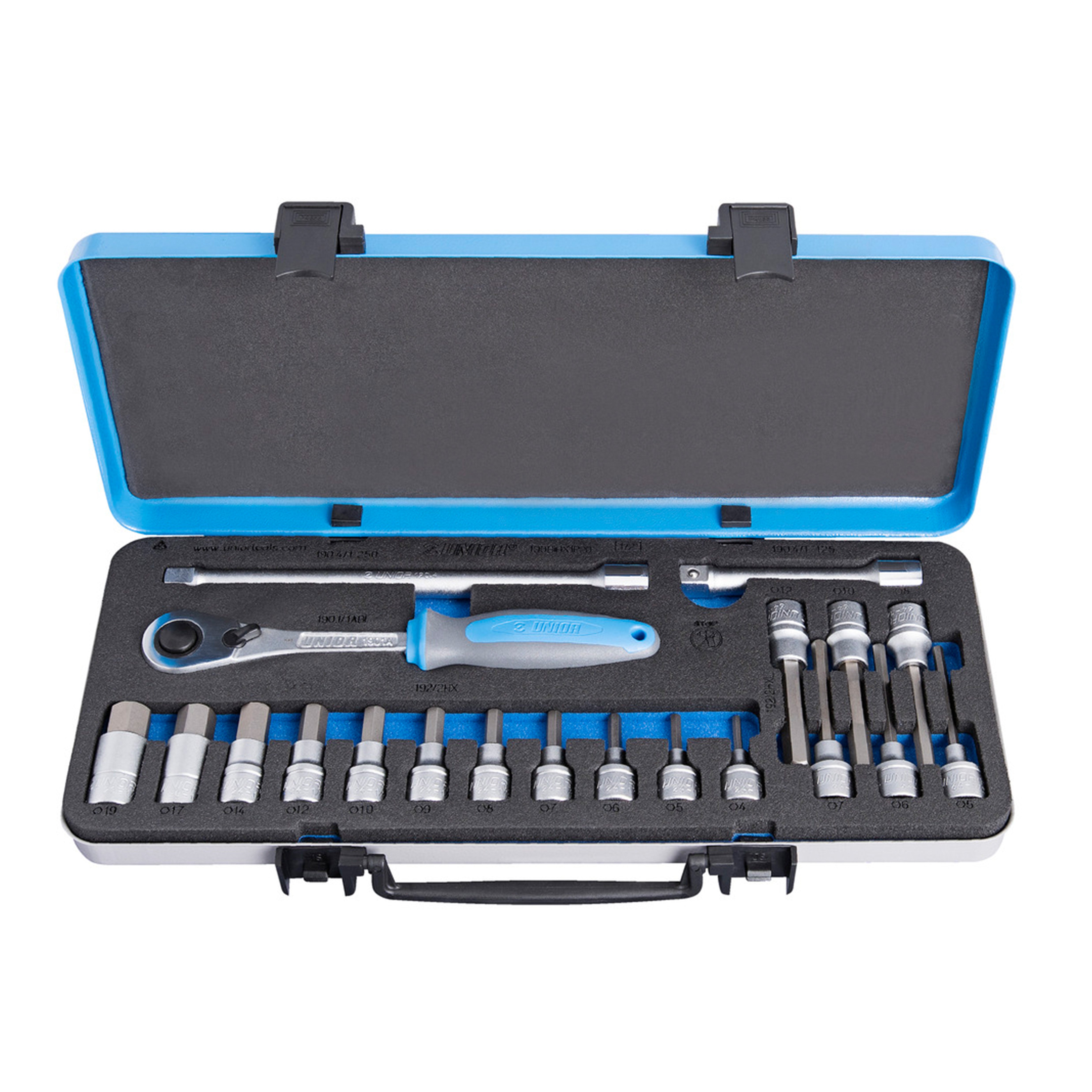 Dopsleutelset 1/2 in metalen cassette 190BITX1P22 /22