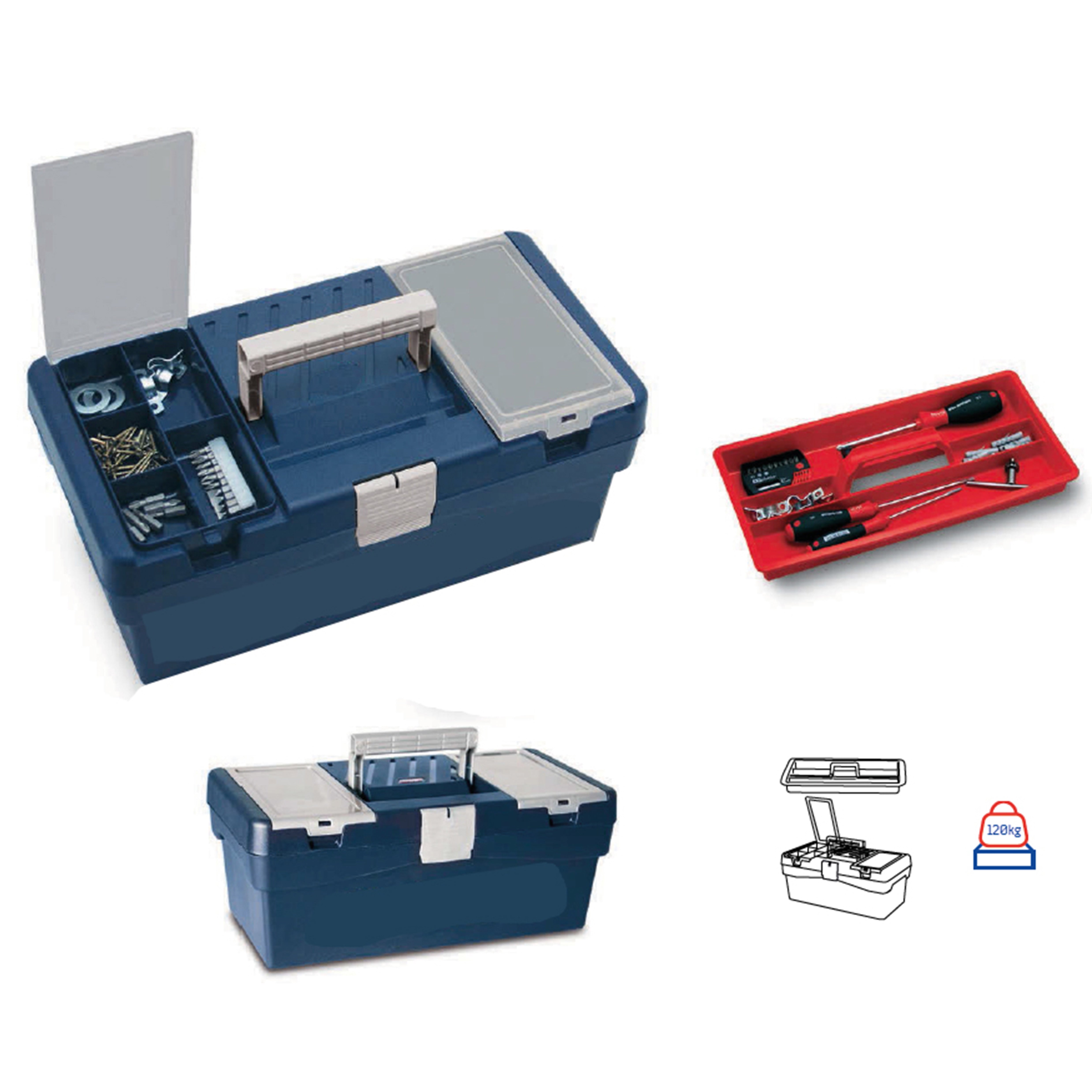 Gereedschapkoffer, kunststof  400 x 217 x 166