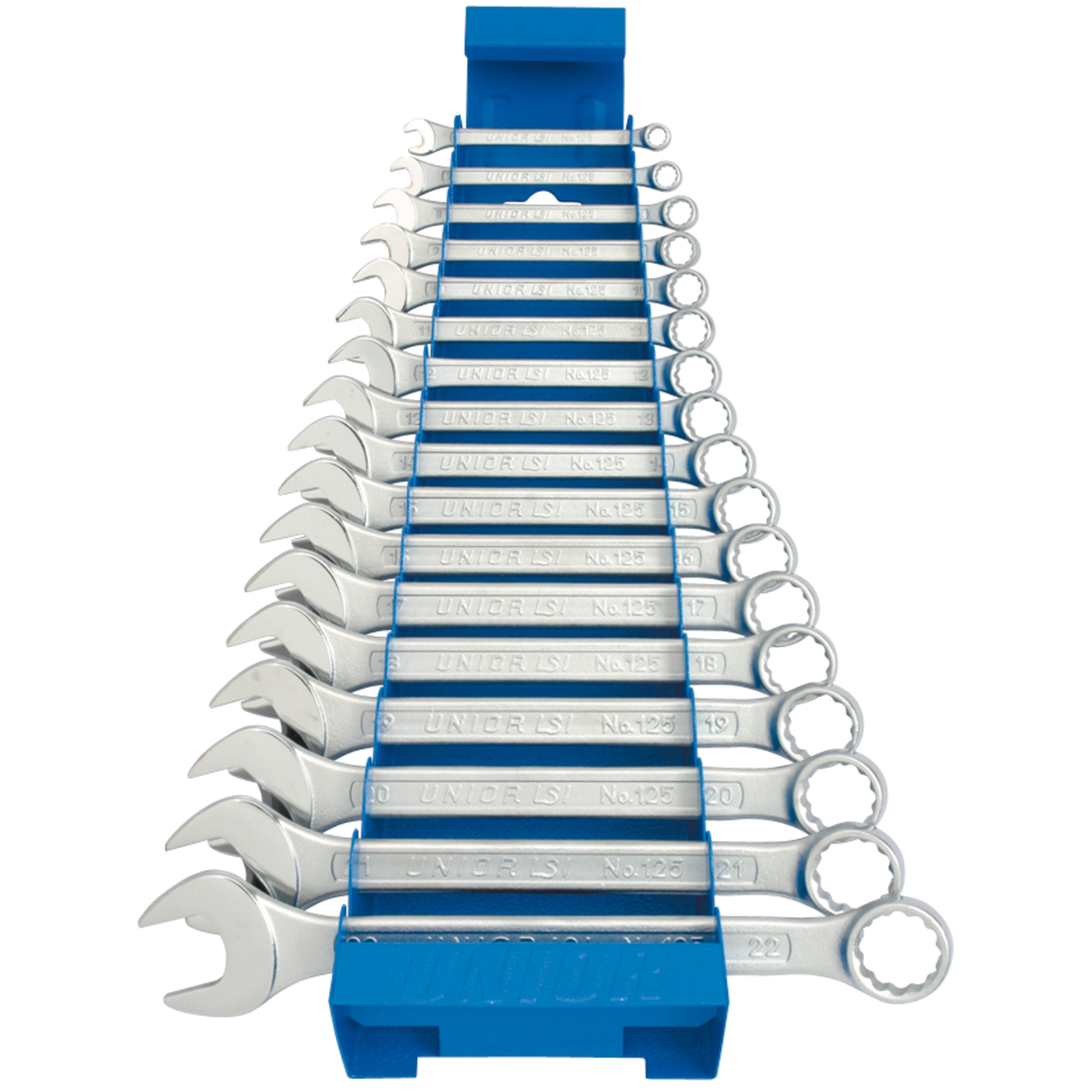 **Steekringsleutelset, kort model in metalen standaard 125/1MS 6 - 22/17